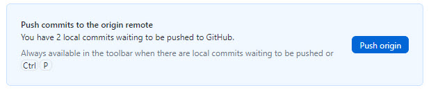 The Push origin button in GitHub Desktop