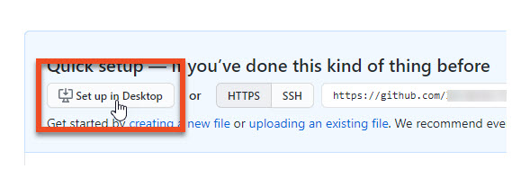 GitHub Set up in Desktop button