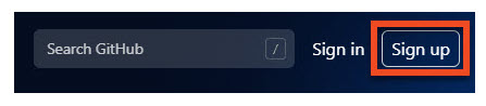 The Sign up button on GitHub